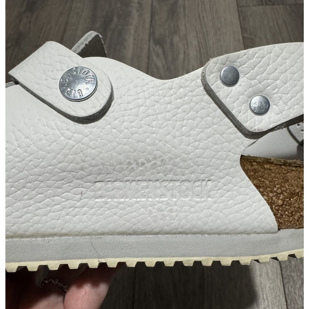Birkenstock Boston Super Grip White Natural Leather Reg 39 US Ladies 8 Mens 6 - Picture 6 of 7